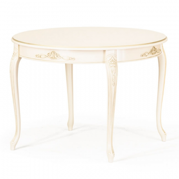 Обеденный стол Линда 4 1050. Эмаль белая, патина серебро. Гладкая столешница.