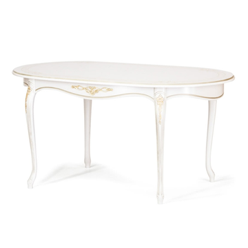 Обеденный стол Натали 14 1520.Эмаль белая, патина шампань. Гладкая столешница.