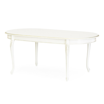 Обеденный стол Натали 11 1360. Эмаль белая, патина шампань. Гладкая столешница.