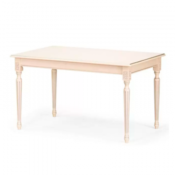 Обеденный стол Сэм 2 1600.Эмаль крем, патина шампань. Гладкая столешница.