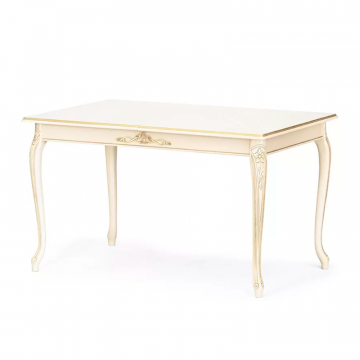 Обеденный стол Сэм 4 1600.Эмаль крем, патина шампань. Гладкая столешница.