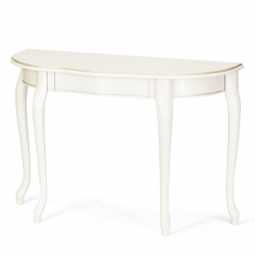 Стол приставка Консоль ОВ 1.Эмаль белая, патина шампань. Гладкая столешница.