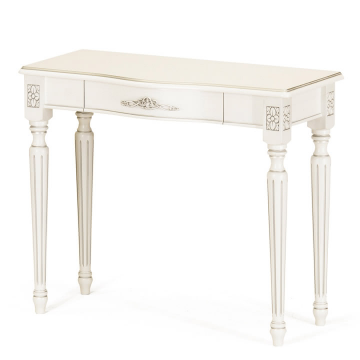 Стол приставка Консоль ПР 2.Эмаль белая, патина серебро. Гладкая столешница.