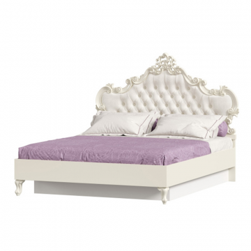 Кровать двуспальная 1600 с подъемным механизмом с мягким изголовьем Маркиза (Алебастр/Шампань)