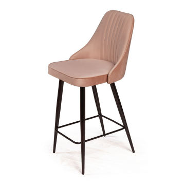 Стул полубарный Berg, бархат бежевый 5/ чёрный конус 76115