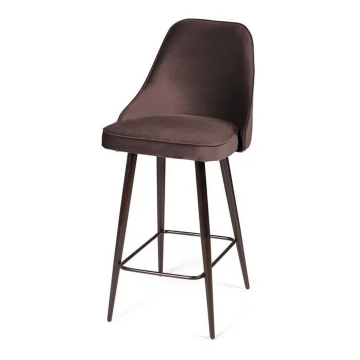 Стул полубарный Oliver, бархат антрацит 14/ чёрный конус 75396