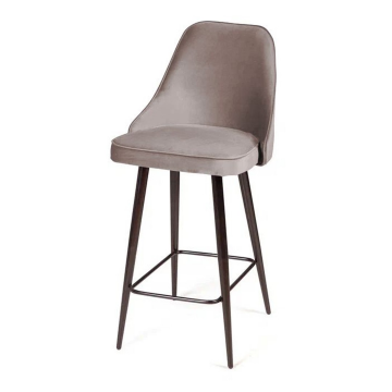 Стул полубарный Oliver, бархат пепельно-бежевый 25/ чёрный конус 74734