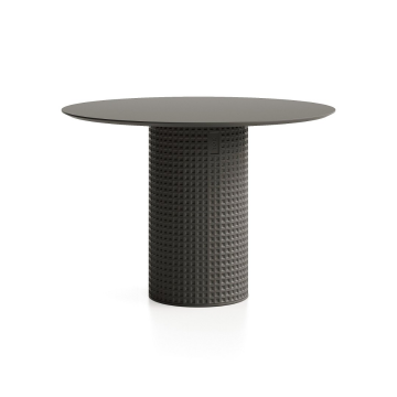 Обеденный стол Клинкер Рельеф, К-25, D=80, Эмаль, Основание матовое