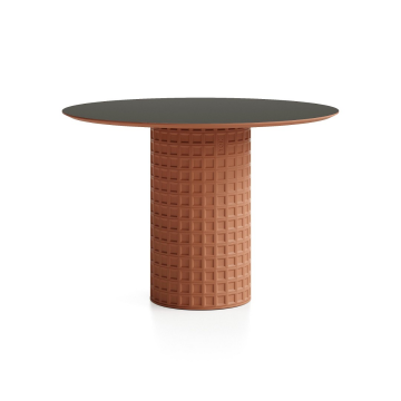 Обеденный стол Клинкер Рельеф, К-50, D=120, Эмаль, Основание матовое