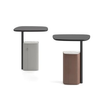 Журнальный стол Маки, Шпон дуба, кожа 2 категория, керамика