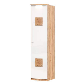 Шкаф одностворчатый с декоративными накладками Фиджи (Дуб Золотой/Белый)