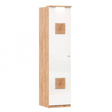 Шкаф одностворчатый с декоративными накладками Фиджи (Дуб Золотой/Белый)