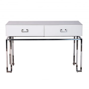 KFG070-NI Консоль 2 ящика белая/хром 120*42*77см