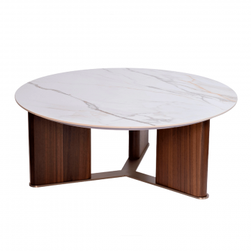 76AR-501C-STOL/ZH Стол журнальный круглый иск.камень белый d90*35.5см