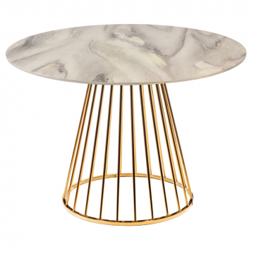 Стол Liverpool диам.100см, белый мрамор с золотистыми ножками