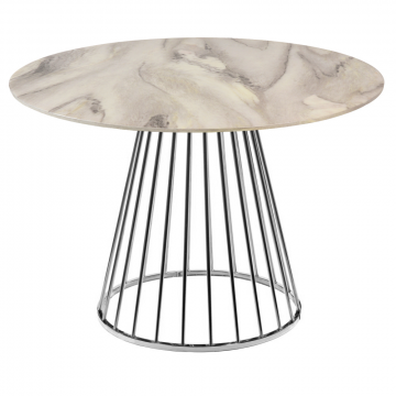 Стол Liverpool диам.100см, белый мрамор с хромированными ножками