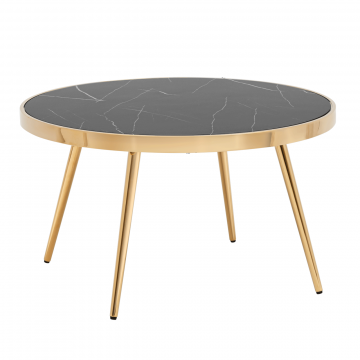 Журнальный столик Гелиос 80*80 стекло черный мрамор сталь золото