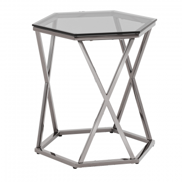 Журнальный столик Круз 48*42 стекло smoke сталь темный хром