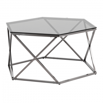 Журнальный столик Круз 93*80 стекло smoke сталь темный хром