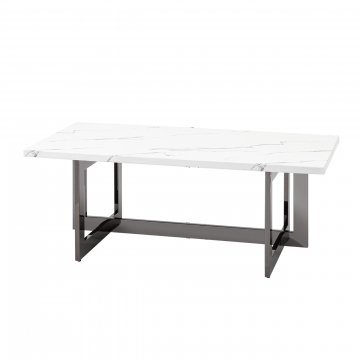Журнальный столик Нэйтан 122*61 белый мрамор сталь темный хром