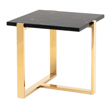 Журнальный столик Тоби 61*61 черный мрамор сталь золото