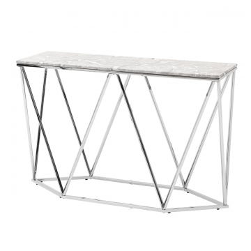 Консоль Авалон 122*41 серый мрамор сталь серебро