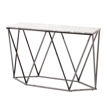 Консоль Авалон 122*41 серый мрамор сталь темный хром