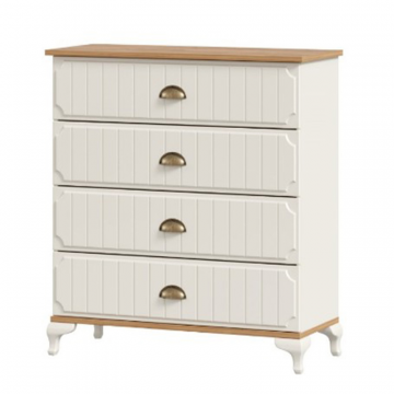 Комод с 4 ящиками Вилладжио (Алебастр/Дуб золотой)