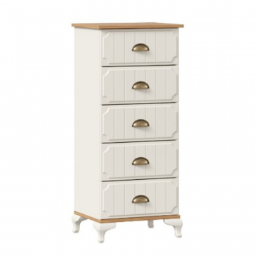 Тумба высокая с 5 ящиками Вилладжио (Алебастр/Дуб золотой)