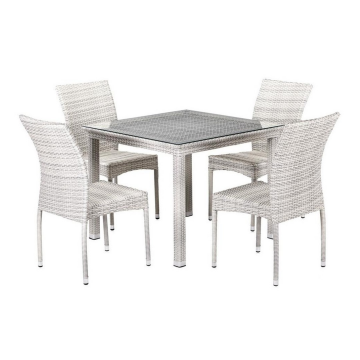 Комплект плетеной мебели T257C/Y380-W85-90x90 4Pcs Latte