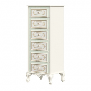Комод высокий с 6 ящиками Луиза (Алебастр)