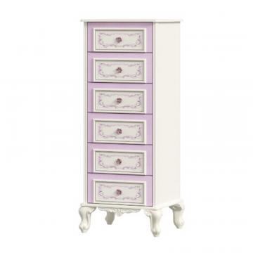 Комод высокий с 6 ящиками Маркиза (Алебастр)