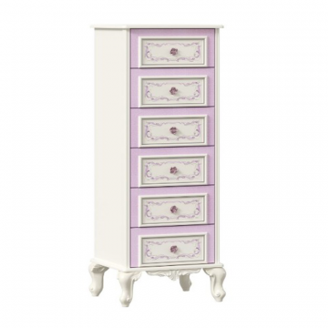 Комод высокий с 6 ящиками Маркиза (Алебастр)