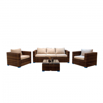 Лаунж-зона KARL с трёхместным диваном (коричневая)