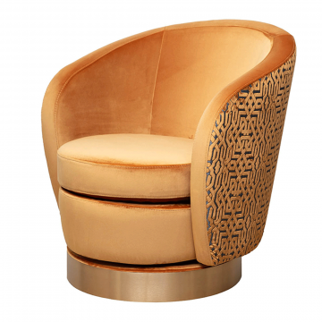 Кресло Napoli вращающееся, вельвет принт Velv ORANG+Latt ORANG 76*76*76см