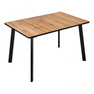 Стол Dublin раскладной 120-160х80х75 Дуб Вотан с чёрными ножками