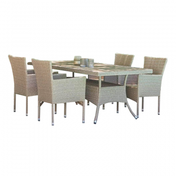 Комплект плетеной мебели AM-196/T196 Beige 4Pcs (4+1)