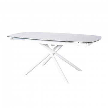 Стол обеденный раскл.керам.белый 178(120)*89*77см