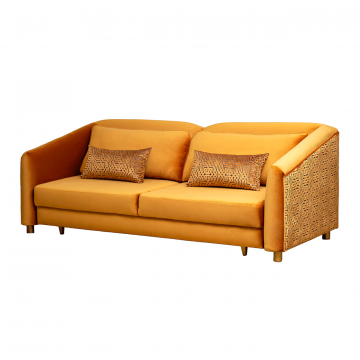 Диван Trevi 230М(К) трехм раскл с кантом оранж Velv ORANG+Lattice ORANG 232*103*88см