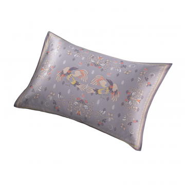 Наволочка 50х70 Мезенская роспись в светло-сером, шелк и сатин