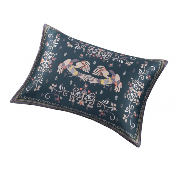 Наволочка 50х70 Мезенская роспись в темно-бирюзовом, шелк и сатин