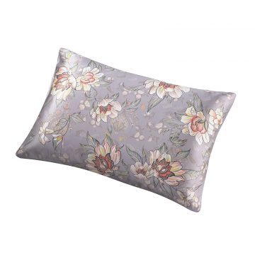 Наволочка 50х70 Лазоревый цветок в светло-сером, шелк и сатин