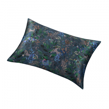 Наволочка 50х70 Таинственный лес в темно-бирюзовом, шелк и сатин