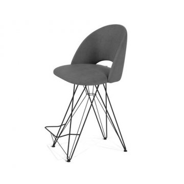 Стул полубарный SHT-ST34/S66-1 Платиново-серый/черный муар