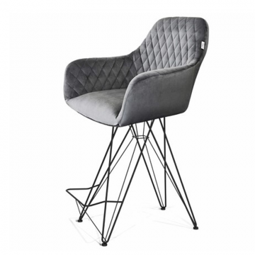 Стул полубарный SHT-ST38/S66-1 Угольно-серый/черный муар