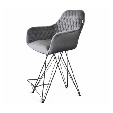 Стул полубарный SHT-ST38/S66-1 Угольно-серый/черный муар