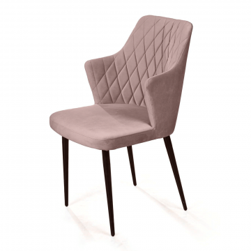 Стул с подлокотниками Hunt ромб, бархат пепельно-бежевый 25 / чёрный конус