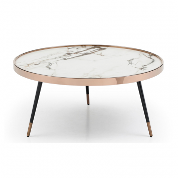 Стол журнальный Carla (90), белая керамика/розовое золото