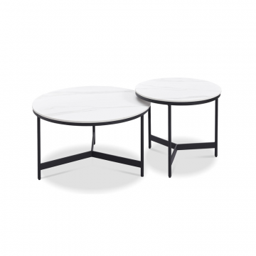 Набор из 2-х столов журнальных Fabio, белая керамика