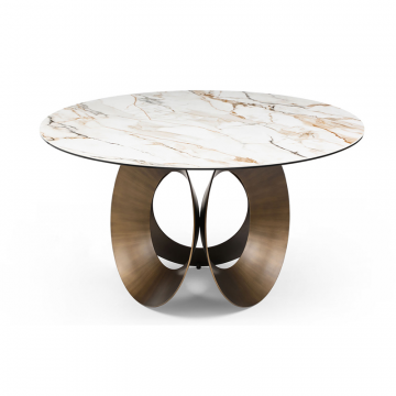 Стол Teodor 135, белая керамика/бронза